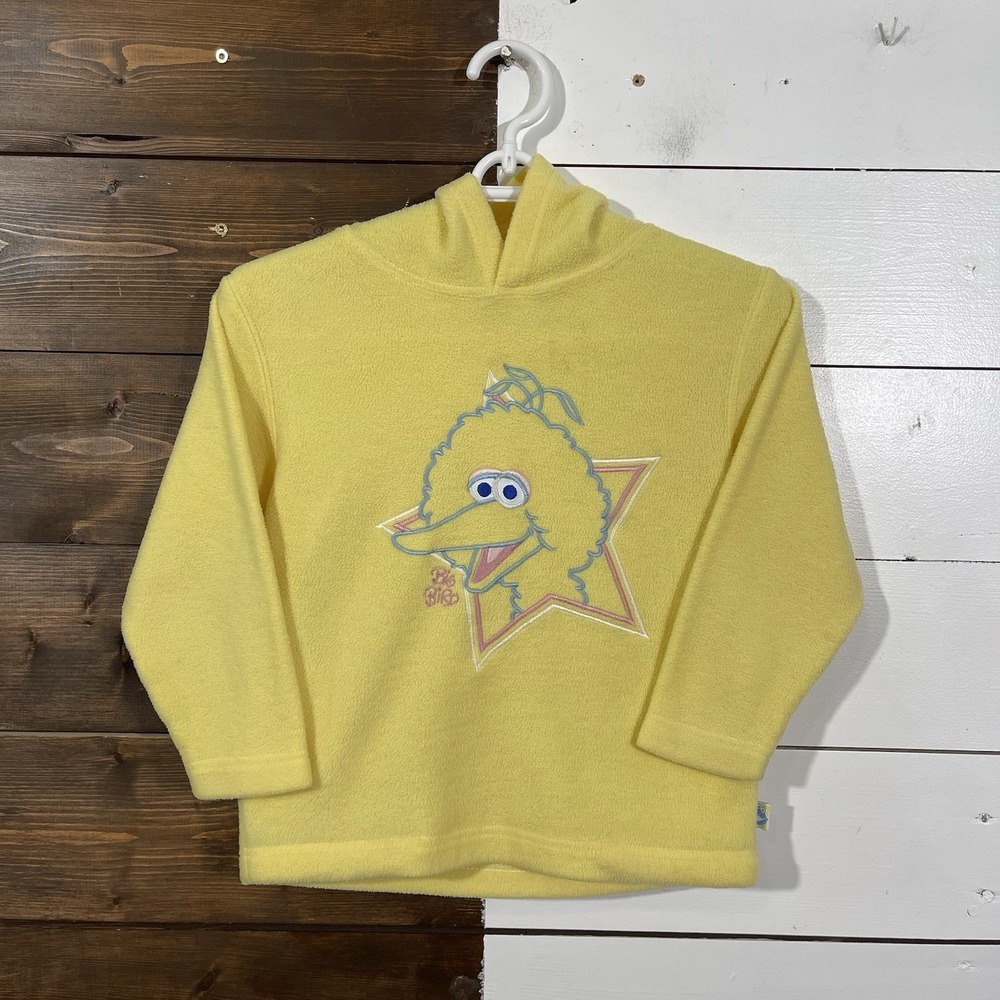 Vintage 90s Sesame Street Yellow Big Bird Fleece Pullover Hoodie Size 5T